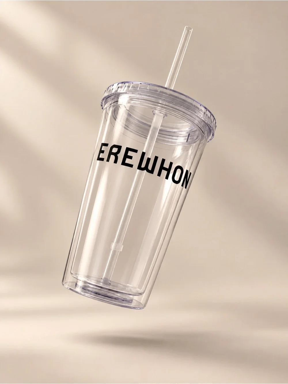 Erowhon Clear Plastic Reusable Tumbler Cup with Straw
